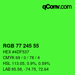 Farbcode: RGB 77 245 55 | qconv.com