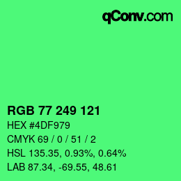 Color code: RGB 77 249 121 | qconv.com