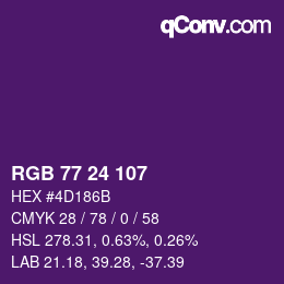 Color code: RGB 77 24 107 | qconv.com