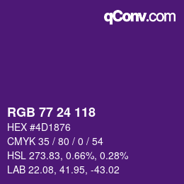 カラーコード: RGB 77 24 118 | qconv.com