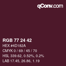 カラーコード: RGB 77 24 42 | qconv.com