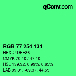 Color code: RGB 77 254 134 | qconv.com
