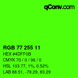 Color code: RGB 77 255 11 | qconv.com