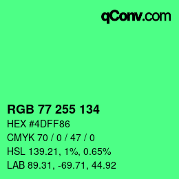 Farbcode: RGB 77 255 134 | qconv.com