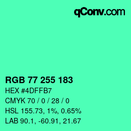 颜色代码: RGB 77 255 183 | qconv.com