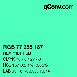 Color code: RGB 77 255 187 | qconv.com