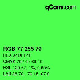 颜色代码: RGB 77 255 79 | qconv.com