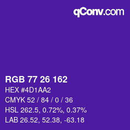 Color code: RGB 77 26 162 | qconv.com