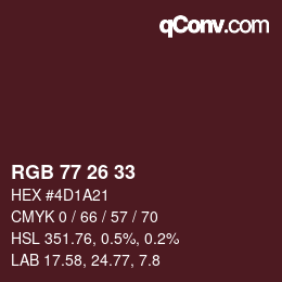 Farbcode: RGB 77 26 33 | qconv.com