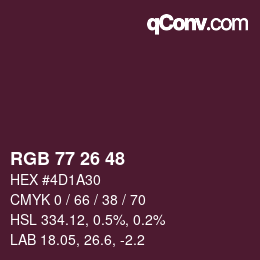 Farbcode: RGB 77 26 48 | qconv.com