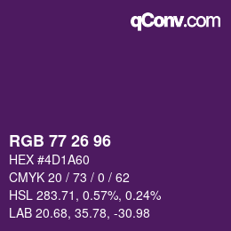 Color code: RGB 77 26 96 | qconv.com