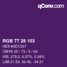 カラーコード: RGB 77 28 103 | qconv.com
