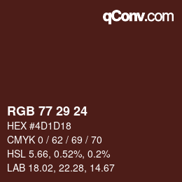 カラーコード: RGB 77 29 24 | qconv.com