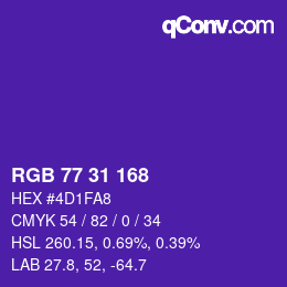 Color code: RGB 77 31 168 | qconv.com