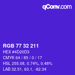 Color code: RGB 77 32 211 | qconv.com