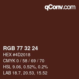 カラーコード: RGB 77 32 24 | qconv.com