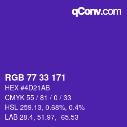 Color code: RGB 77 33 171 | qconv.com