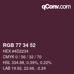 カラーコード: RGB 77 34 52 | qconv.com