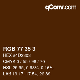 Color code: RGB 77 35 3 | qconv.com
