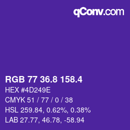 カラーコード: RGB 77 36.8 158.4 | qconv.com