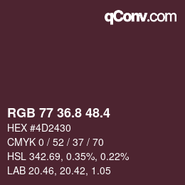 カラーコード: RGB 77 36.8 48.4 | qconv.com