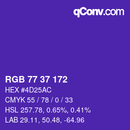 Color code: RGB 77 37 172 | qconv.com