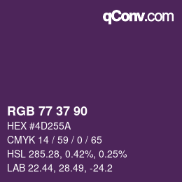 カラーコード: RGB 77 37 90 | qconv.com