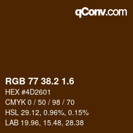 カラーコード: RGB 77 38.2 1.6 | qconv.com