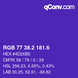 カラーコード: RGB 77 38.2 181.6 | qconv.com