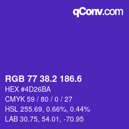 カラーコード: RGB 77 38.2 186.6 | qconv.com