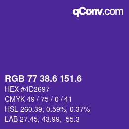 カラーコード: RGB 77 38.6 151.6 | qconv.com