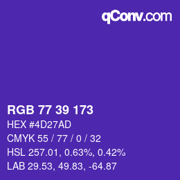 カラーコード: RGB 77 39 173 | qconv.com