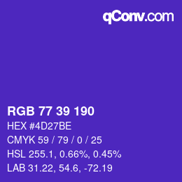 Farbcode: RGB 77 39 190 | qconv.com