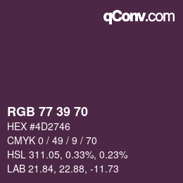 カラーコード: RGB 77 39 70 | qconv.com