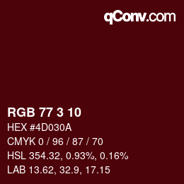 カラーコード: RGB 77 3 10 | qconv.com