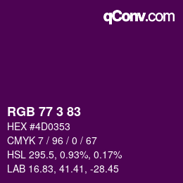 Color code: RGB 77 3 83 | qconv.com