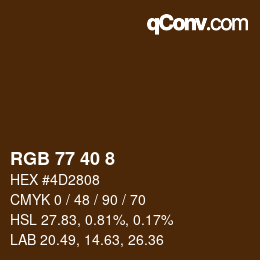 カラーコード: RGB 77 40 8 | qconv.com