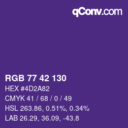 カラーコード: RGB 77 42 130 | qconv.com