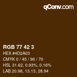 Color code: RGB 77 42 3 | qconv.com