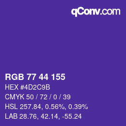 Code couleur: RGB 77 44 155 | qconv.com