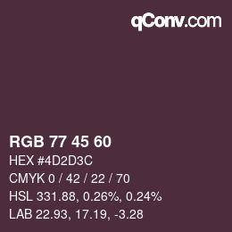 颜色代码: RGB 77 45 60 | qconv.com