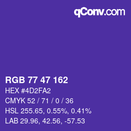 Color code: RGB 77 47 162 | qconv.com