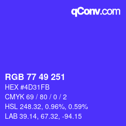 カラーコード: RGB 77 49 251 | qconv.com