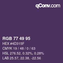 颜色代码: RGB 77 49 95 | qconv.com