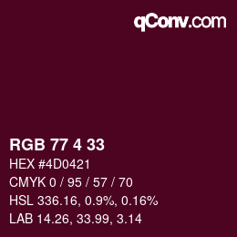 Color code: RGB 77 4 33 | qconv.com