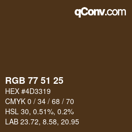 Código de color: RGB 77 51 25 | qconv.com