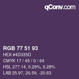 Color code: RGB 77 51 93 | qconv.com