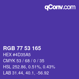 カラーコード: RGB 77 53 165 | qconv.com