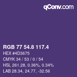 カラーコード: RGB 77 54.8 117.4 | qconv.com