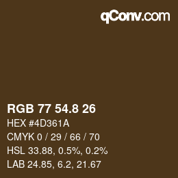 Color code: RGB 77 54.8 26 | qconv.com